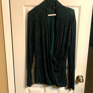 Emerald green and black dressy top